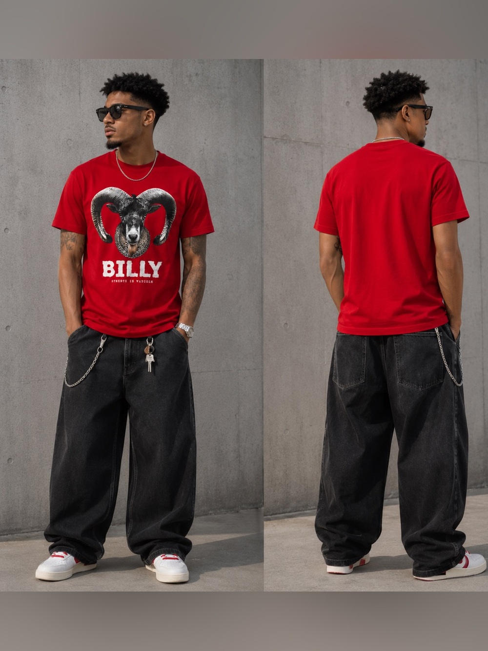 New Streetz Iz Watching Mens Billy Goat SS Tee Red